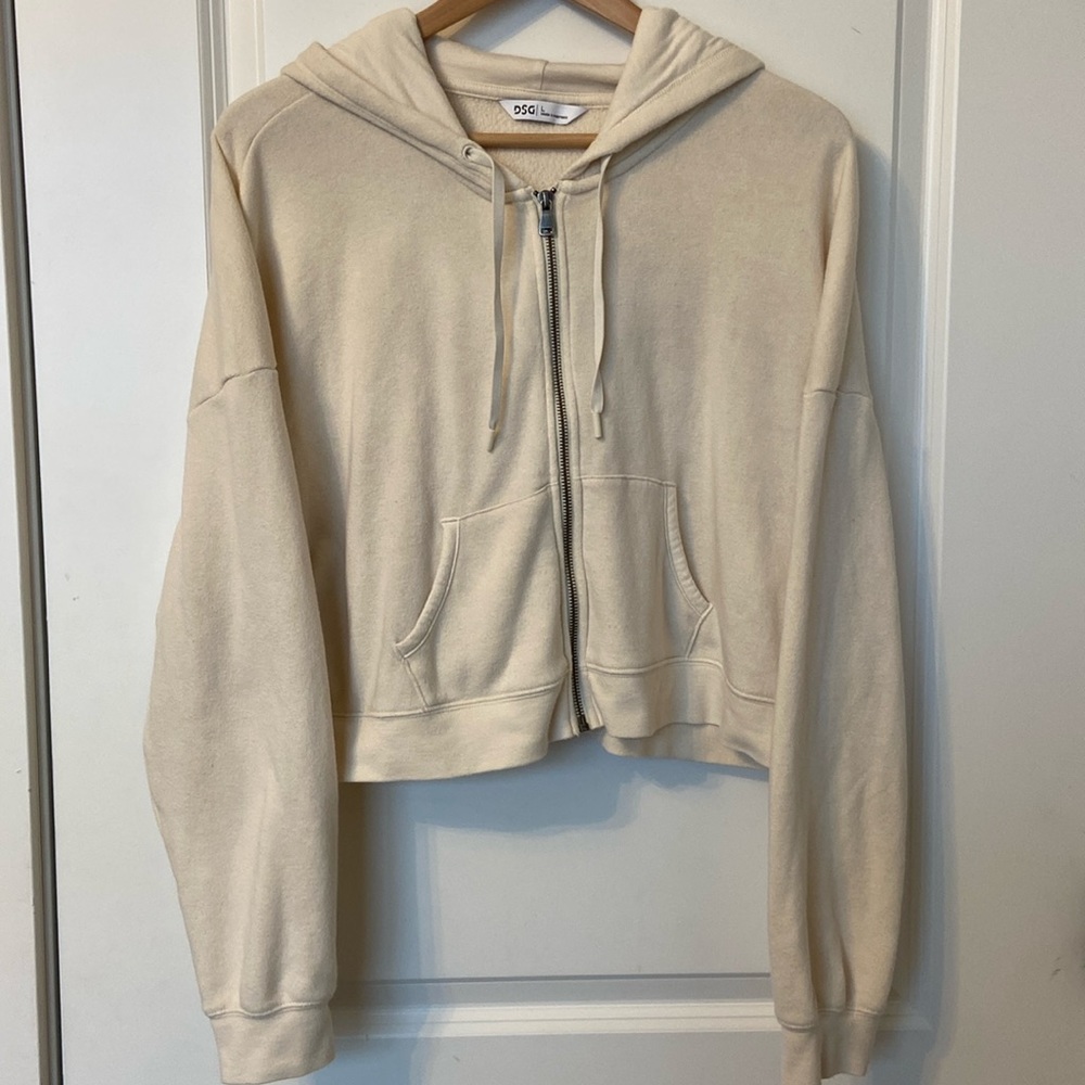 Cropped, athleisure, hooded, zip up sweatshirt